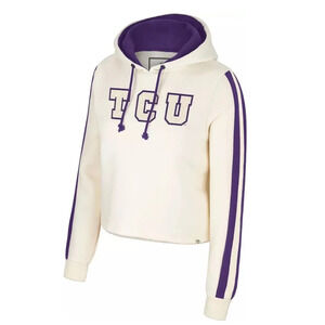 NWT Colosseum Women's TCU Horned Frogs Cropped Hooded Sweatshirt XL